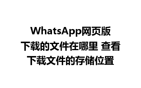 WhatsApp网页版下载的文件在哪里 查看下载文件的存储位置