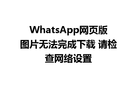 WhatsApp网页版图片无法完成下载 请检查网络设置