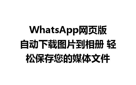 WhatsApp网页版自动下载图片到相册 轻松保存您的媒体文件